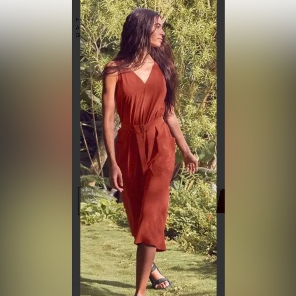 Athleta Orange Sleeveless V-Neck Sundress